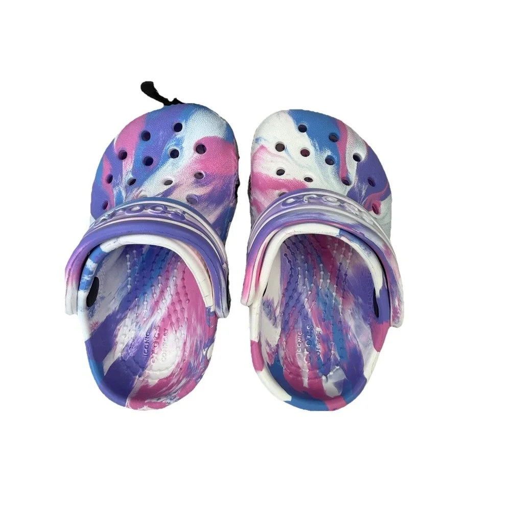 Crocs Classic Clog Toddler C4 Pink Purple Marbled Slip On Shoes Kids NWT